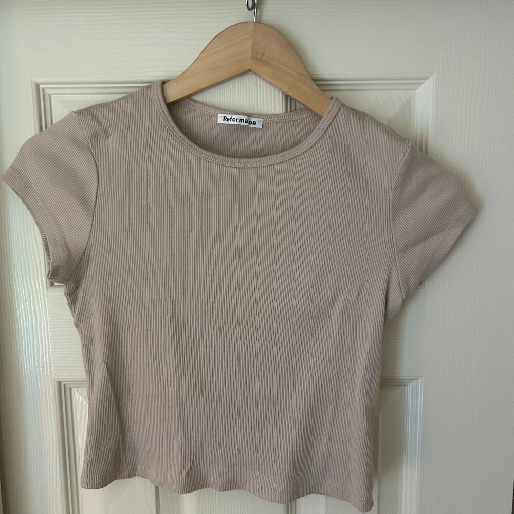Reformation, Crop Tee, Stretch, Tan, Small
